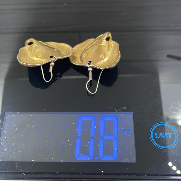 Handmade Oxidized Gold Elephant Earrings - Picture 11 of 11